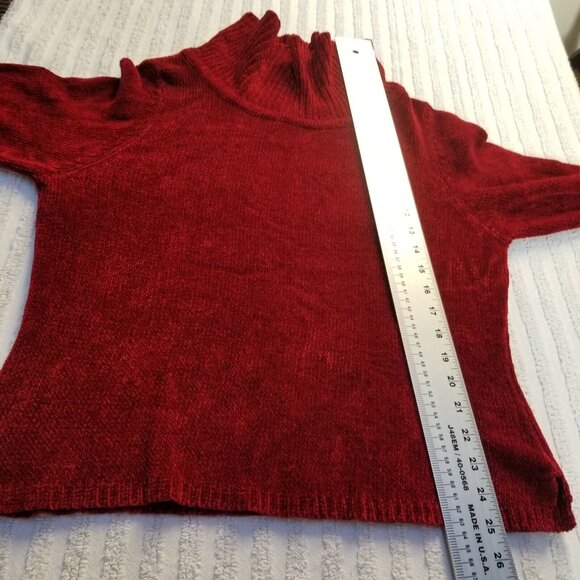 Rafaella Womens Medium Pullover Turtleneck Sweater Ribbed Knit Trim Red Casual - Picture 4 of 5